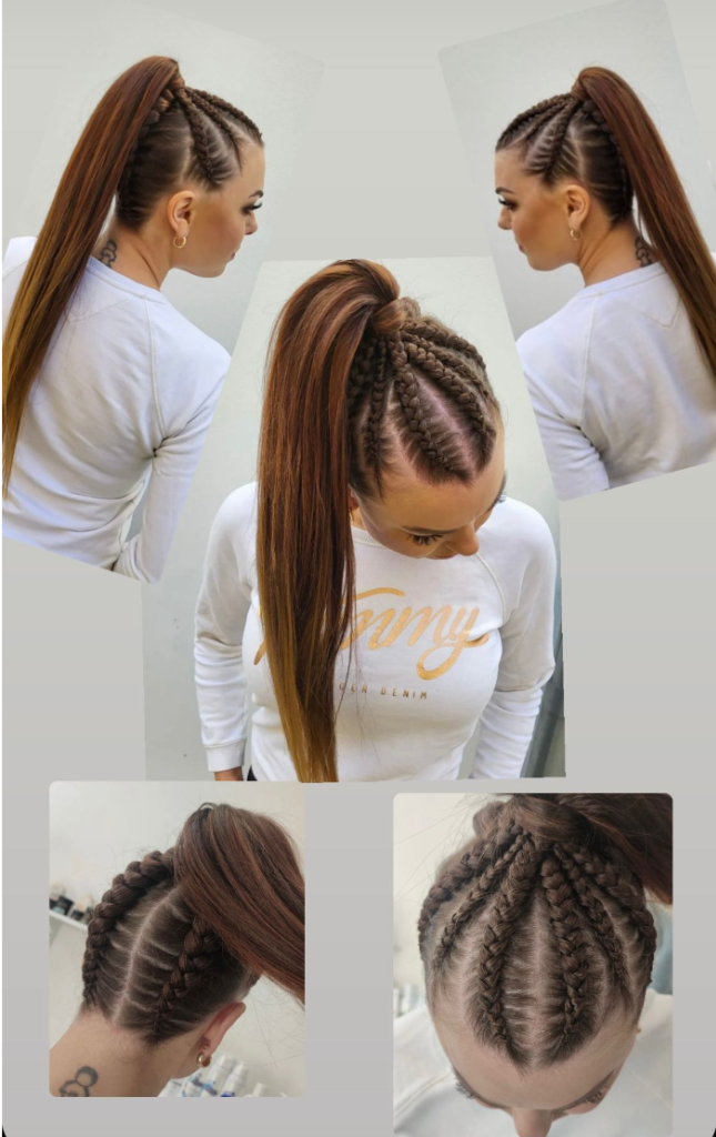 Vysoký zapletený culík - detail